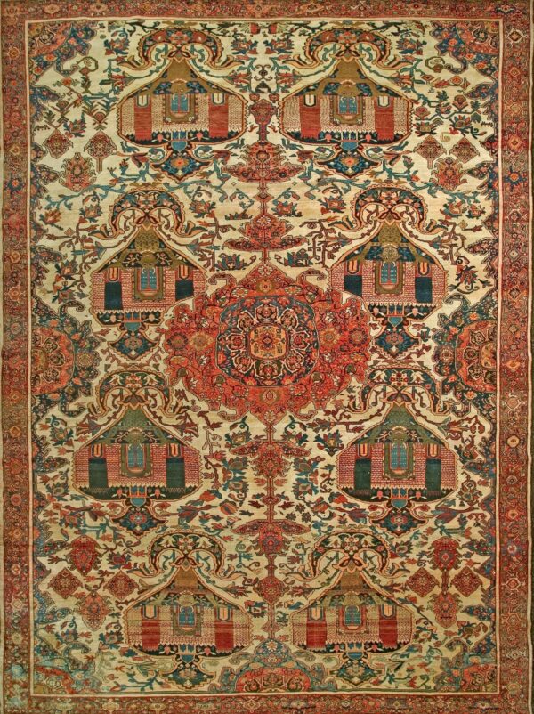 Great ivory background rustic floral pattern 19th century persian malayer carpet by rugs on net