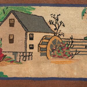 Great Ivory Color with Unique Landscape Design Antique American Hooked Rug by Rugs On Net