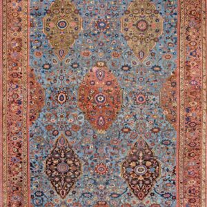 Great Sky Blue Color Background Antique 19th Century Persian Sultanabad Carpet by Rugs On Net