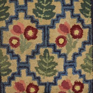 Close-up of a colorful floral and geometric hooked rug pattern by Rugs On Net