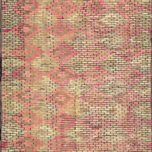 Ivory Beige Cream White American Hooked Wool Diamond Band Motif 6 x 6 Rectangle Rug by Rugs On Net