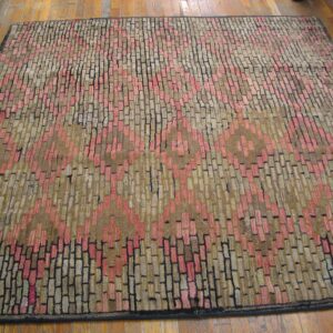 Abstract rug with vertical pink and brown rectangular shapes resembling bricks, by Rugs On Net