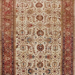 Jaw Dropping Ivory Cream Field Rustic Border Antique Persian Sultanabad Carpet by Rugs On Net