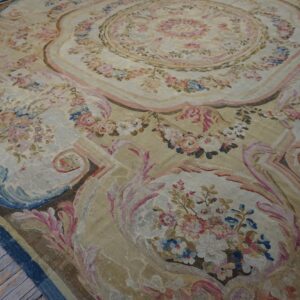 Colorful floral antique carpet corner