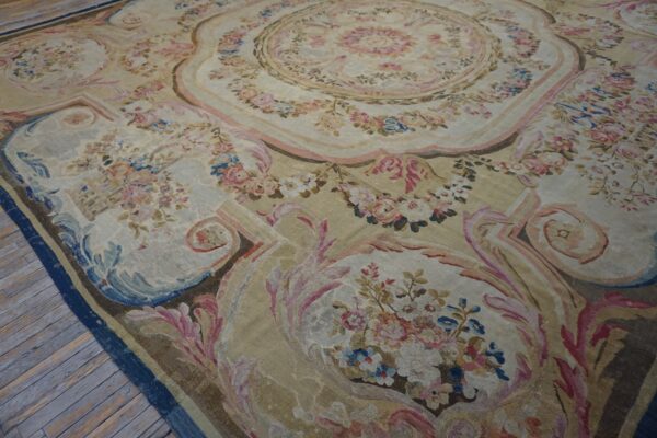 Colorful floral antique carpet corner