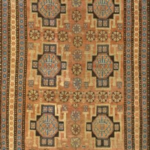 Late 19th Century Antique N.W. Persian Coral Pink Geometric Rosette Fillers Hand Knotted Runner Rug by Rugs On Net