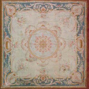 Late 19th Century Antique Square Oversized Classic French Savonnerie Wool Pile Carpet by Rugs On Net