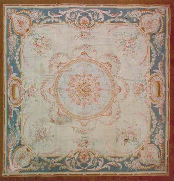 Late 19th century antique square oversized classic french savonnerie wool pile carpet by rugs on net