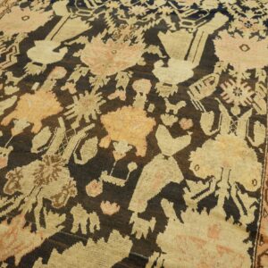 Close-up of a tribal rug with dark brown and beige motifs by Rugs On Net