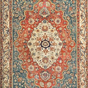 Late 19th Century Hand Knotted Persian Sarouk Wool Dense Floral Arabesque Brown Earth Tone Carpet by Rugs On Net