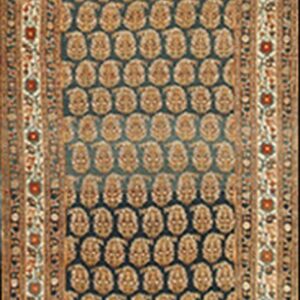 Late 19th Century Oversized Antique Persian Tabriz Long narrow runner format Dark teal ground Carpet by Rugs On Net