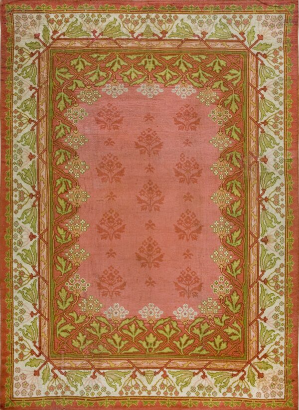 Lovely pink color with florid design antique donegal - arts & crafts rug by rugs on net