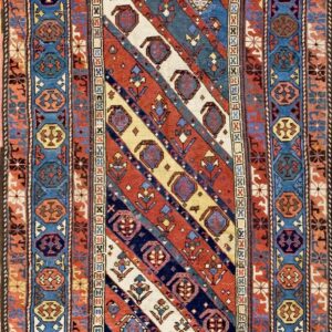 Magnificent Late 19th Century Russian Moghan Tribal Geometric Pattern Jewel Toned Wool Runner Rug by Rugs On Net