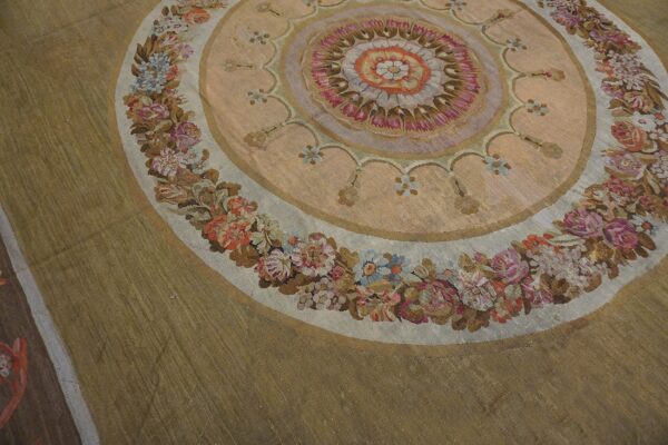 Close-up of a floral round tapestry detail by rugs on net. By rugs on net