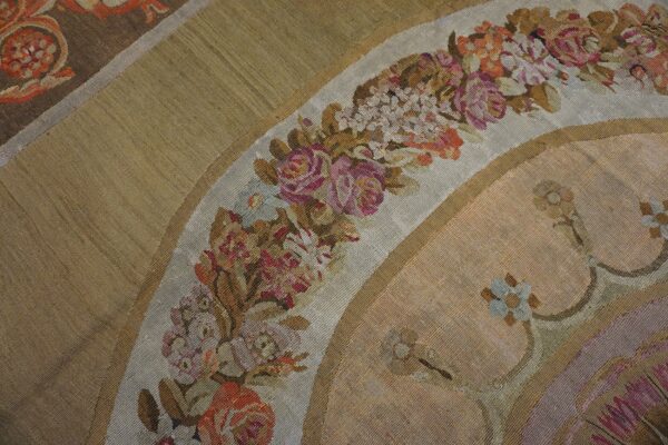 Close-up of a floral aubusson rug detail by rugs on net. By rugs on net