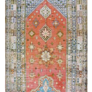 Massive Oversized Early 20th Century Moroccan Rabat Hand Knotted Salmon field Wool Carpet by Rugs On Net