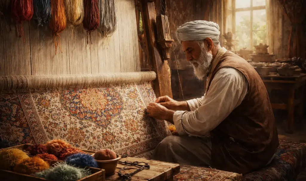 The master master weaver weaving a masterpiece rug by rugs on net