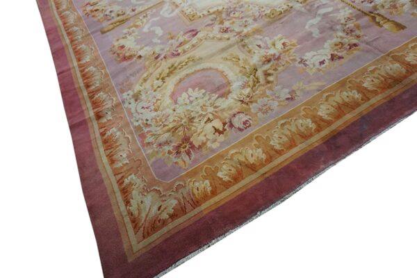 Close-up corner view of a floral aubusson style rug by rugs on net. By rugs on net