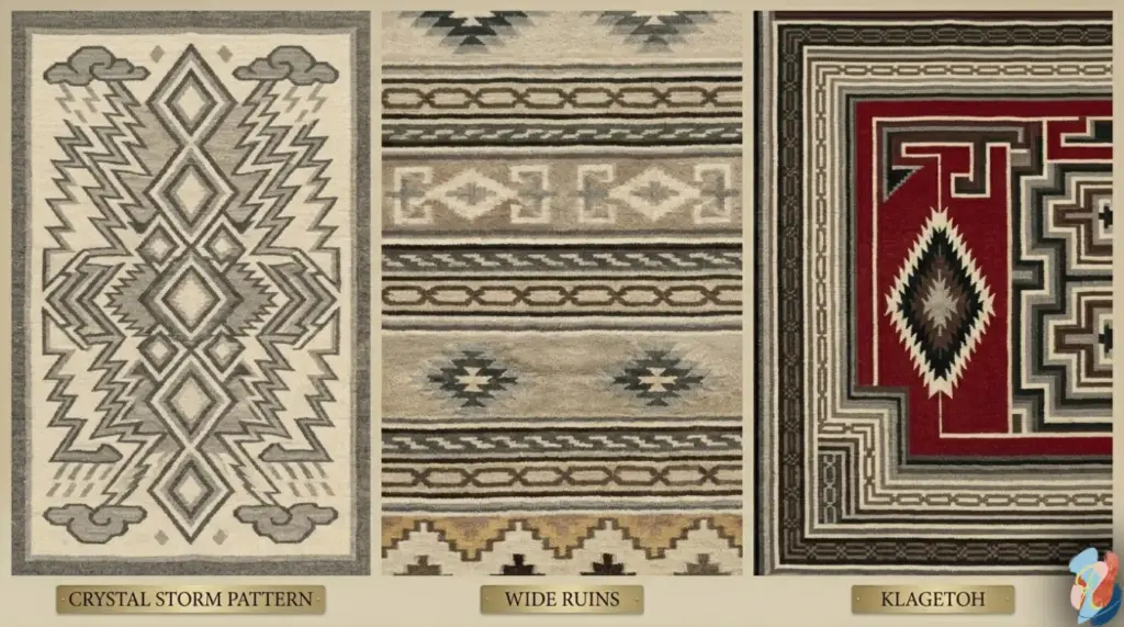 Native american navajo rug patterns:crystal storm pattern, wide ruins, klagetoh by rugsonnet