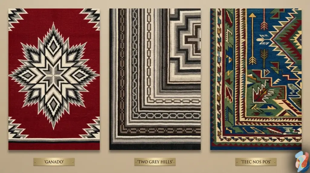 Native american navajo rug patterns: ganado, two grey hills, teec nos pos by rugsonnet