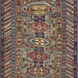 Oversized Antique Late 19th Century Blue Shirvan with Dense Tribal Geometry Hand Knotted Wool Rug by Rugs On Net