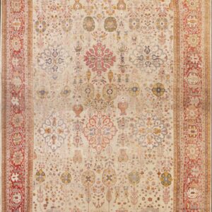 Oversized Antique Late 19th Century Ivory Allover Persian Ziegler Sultanabad Carpet by Rugs On Net