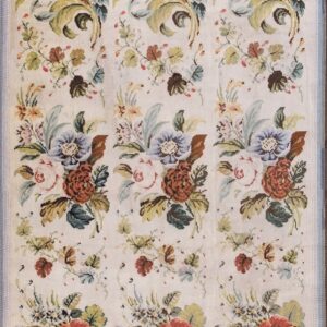 Oversized English Victorian Needlepoint Cream Ground Petit Point Floral Repeat Carpet by Rugs On Net