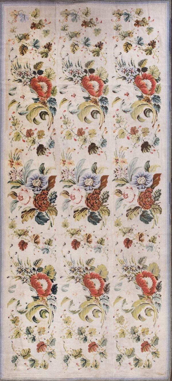 Oversized english victorian needlepoint cream ground petit point floral repeat carpet by rugs on net