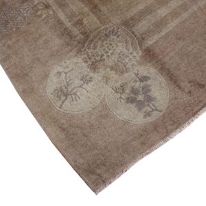 Close-up corner view of the subtle floral design on the brown vintage rug by Rugs On Net. by Rugs On Net