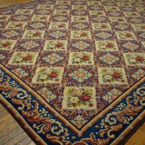 A large floral tapestry rug with blue borders, by Rugs On Net. by Rugs On Net