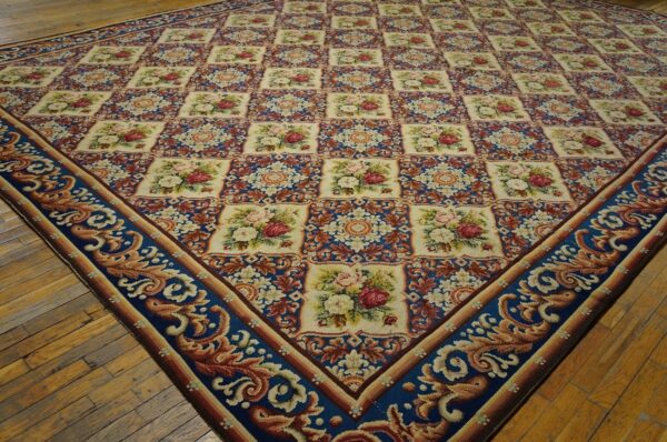 A large floral tapestry rug with blue borders, by rugs on net. By rugs on net