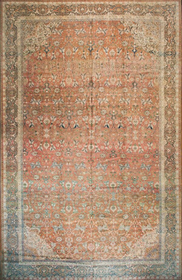 Fine red allover floral antique 19th century persian tabriz haji jalili carpet 1 Rugs on net fine oversized antique rustic persian tabriz haji jalili rug carpet