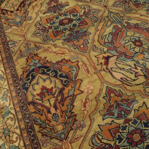 Close-up of the field and border detailing on the Persian Oushak Rug by Rugs On Net. by Rugs On Net
