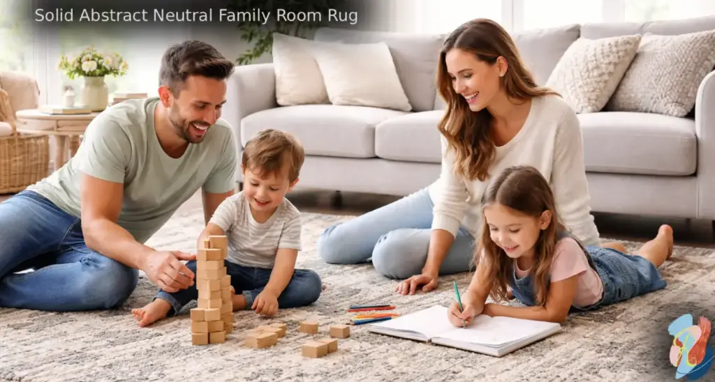Solid abstract neutral family room rug by rugs on net