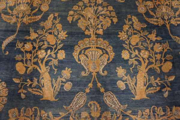 Large floral light blue color finely woven antique persian kerman rug - image 8