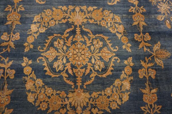 Intricate floral design on blue background