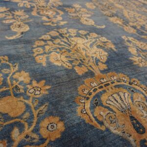 Intricate floral design on blue background