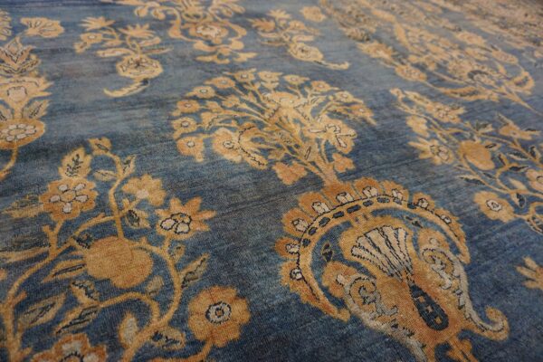 Intricate floral design on blue background