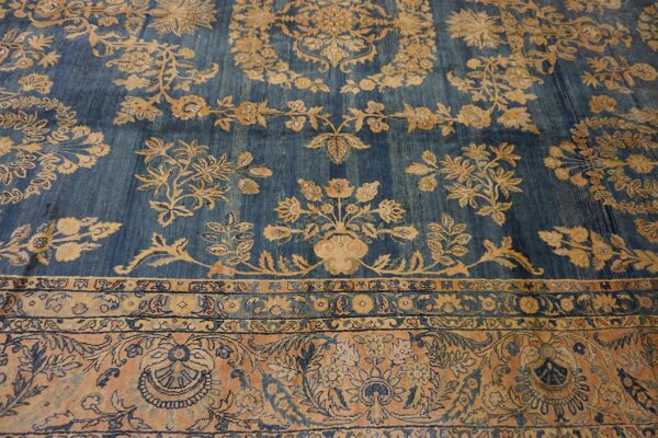 Intricate floral design on blue background