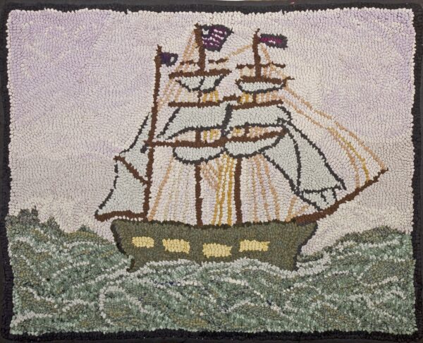Special gray background color with nautical pattern vintage american hooked rug by rugs on net