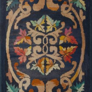Splendid Ivory Color With Leaves Multi Color Design Antique American Hooked Rug by Rugs On Net