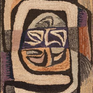 Superb Gray and Beige Color with Oval Design Antique American Hooked Rug by Rugs On Net