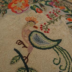 Colorful floral design on ivory rug