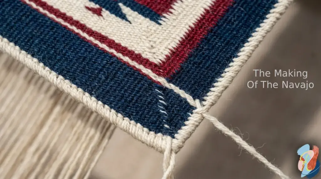 The making of the navajo rug - close up detailed images of the rug corner on the loom by rugsonnet