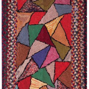 Vintage 1920s American Hooked Wool Multi-Color Jewel Tone Long Runner Rug by Rugs On Net