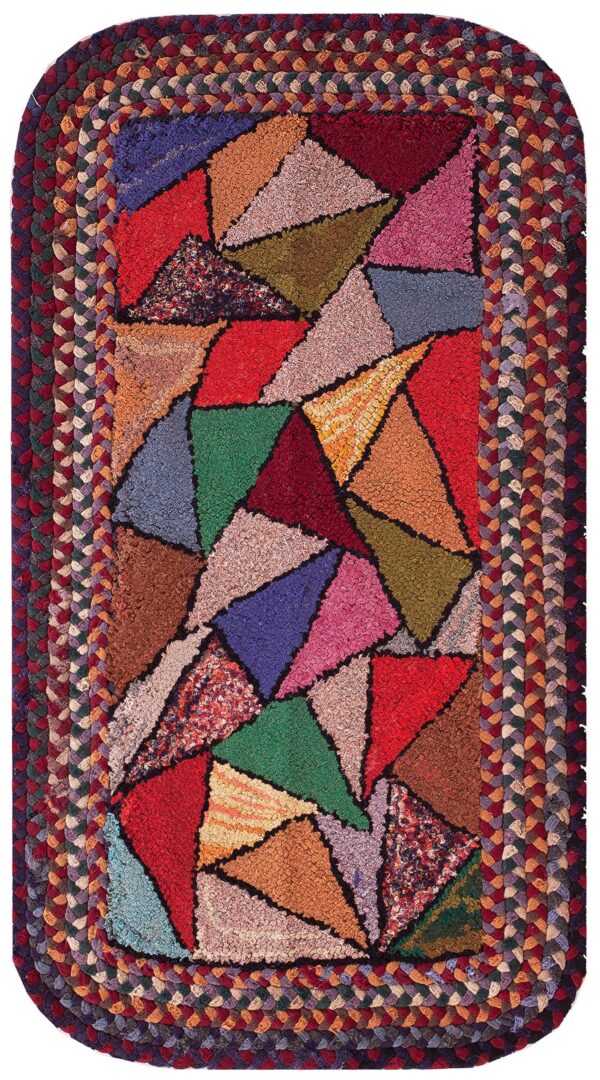 Vintage 1920s american hooked wool multi-color jewel tone long runner rug by rugs on net