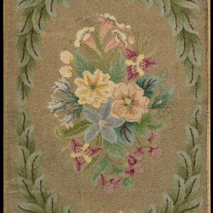 Vintage 1930 American Hooked Wool Muted Florals Earth Tone Rectangle Rug by Rugs On Net