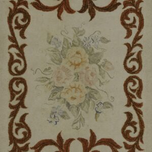 Vintage 1930 Ivory Beige American Hooked Loop Pile Cream Field Carpet by Rugs On Net