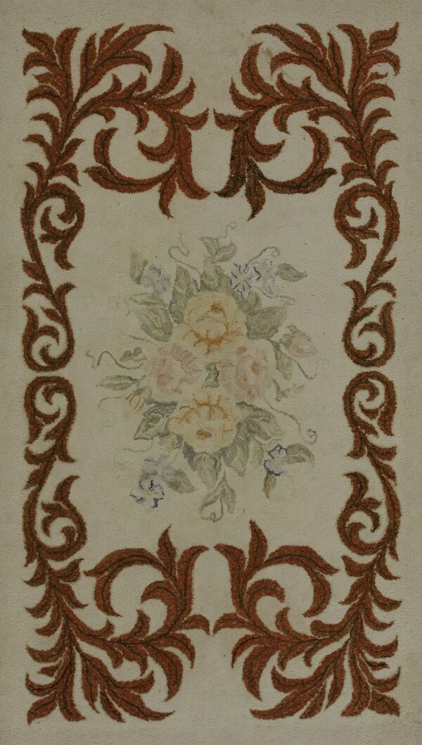 Vintage 1930 ivory beige american hooked loop pile cream field carpet by rugs on net