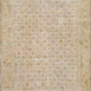 Vintage 1930s Ivory Beige Agra Monochromatic Cream Tone-on-Tone Distressed Cotton Rectangle Rug by Rugs On Net